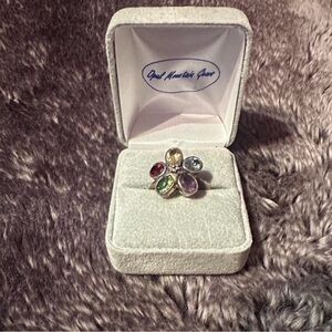 Elegant Multi-Stone Ring garnet amethyst and periodic stones